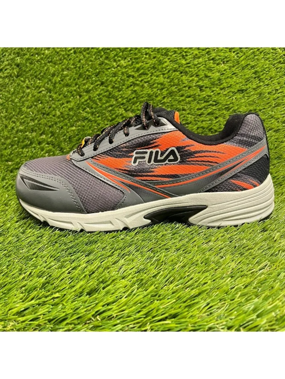 Fila Memory Meiera 2 Mens Size 8.5 Gray Orange Composite Toe Safety Work Shoes